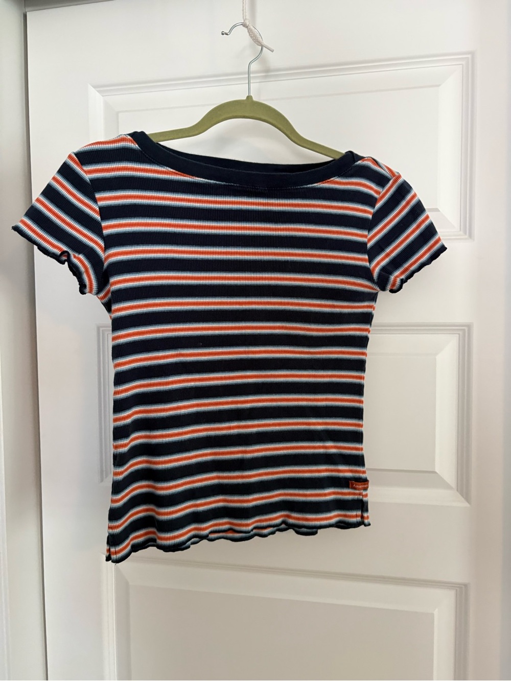 Vintage American Eagle Tee in Navy, White & Orange Stripes